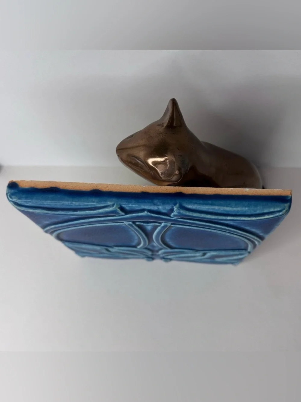 Vintage MOTAWI TILEWORKS Colbalt Blue Art Nouveau Tile - Picture 5 of 9